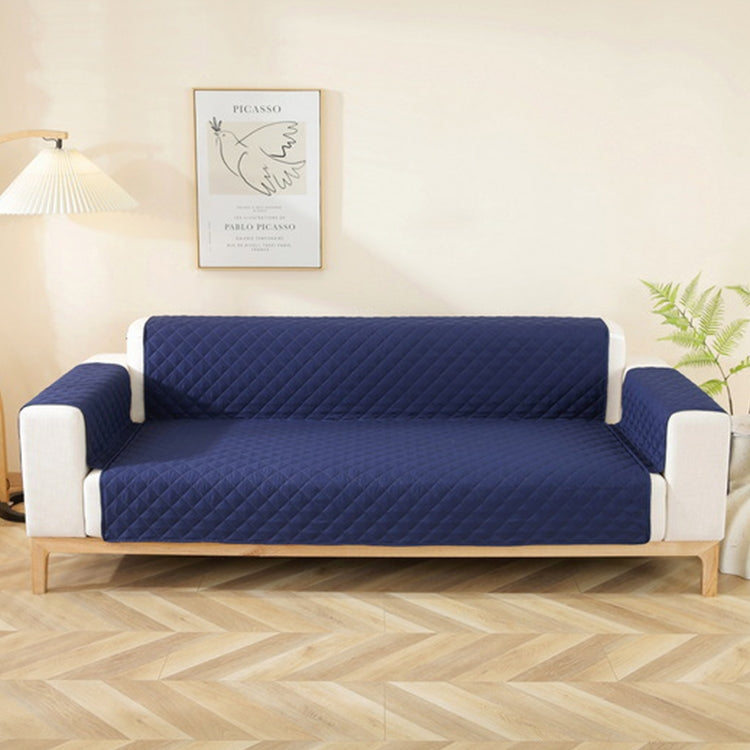 Double-sided Waterproof Pet Cushion Diamond Pattern Sofa Cover, Size:55x196cm(Navy Blue)
