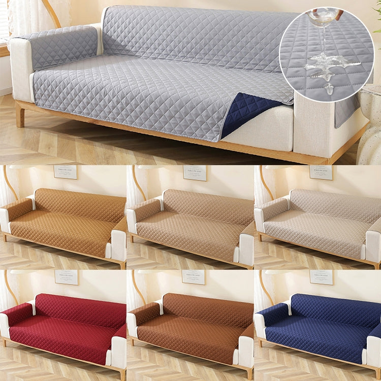 Double-sided Waterproof Pet Cushion Diamond Pattern Sofa Cover, Size:130x196cm(Yellow Coffee)
