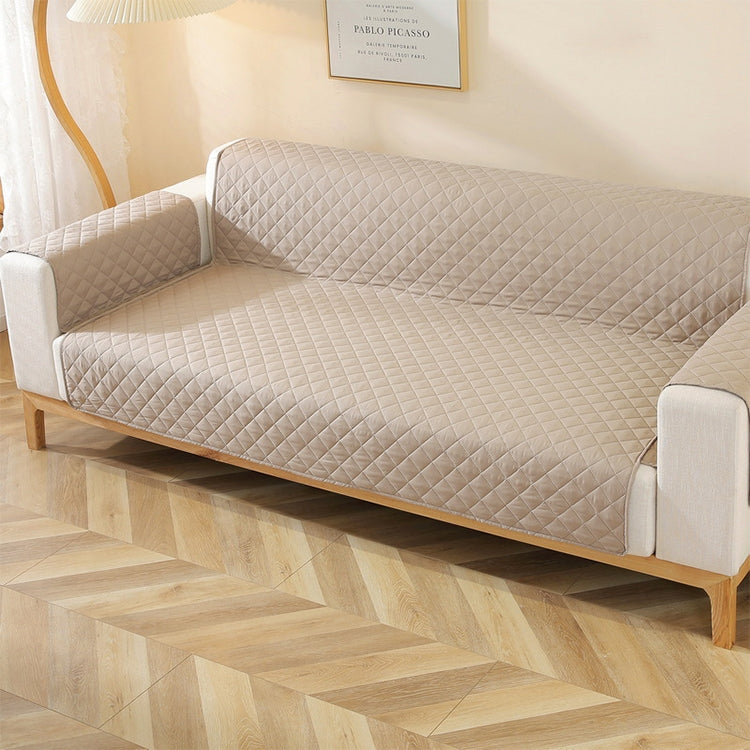 Double-sided Waterproof Pet Cushion Diamond Pattern Sofa Cover, Size:190x196cm(Khaki)