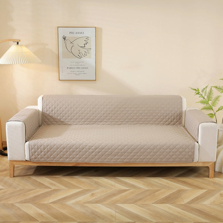 Double-sided Waterproof Pet Cushion Diamond Pattern Sofa Cover, Size:190x196cm(Khaki)