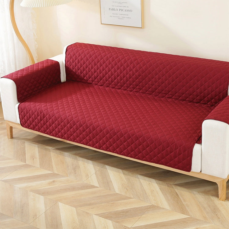 Double-sided Waterproof Pet Cushion Diamond Pattern Sofa Cover, Size:250x196cm(Red)