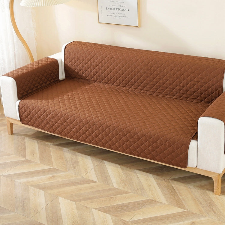 Double-sided Waterproof Pet Cushion Diamond Pattern Sofa Cover, Size:250x196cm(Coffee)