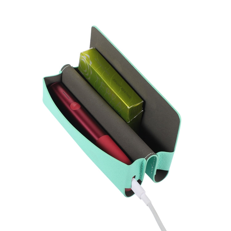 For IQOS ILUMA ONE Cross Pattern E-cigarette Leather Storage Bag(Mint Green)