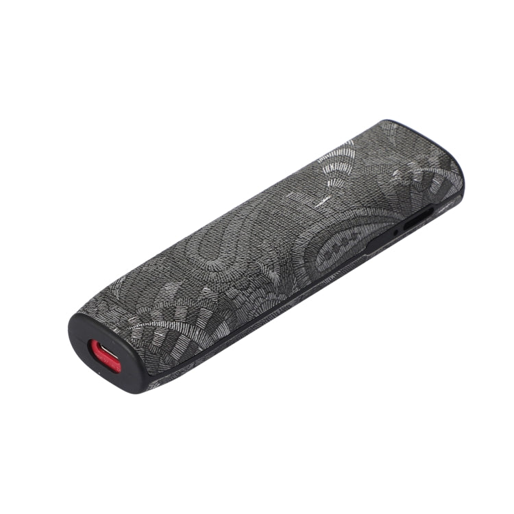 For IQOS ILUMA ONE TPU+PU Skinned Electronic Cigarette Protective Case with Lanyard(Cashew Flower Black)