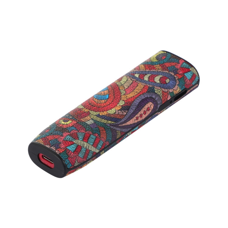 For IQOS ILUMA ONE TPU+PU Skinned Electronic Cigarette Protective Case with Lanyard(Cashew Flower Red)