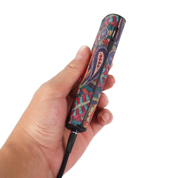 For IQOS ILUMA ONE TPU+PU Skinned Electronic Cigarette Protective Case with Lanyard(Cashew Flower Green)