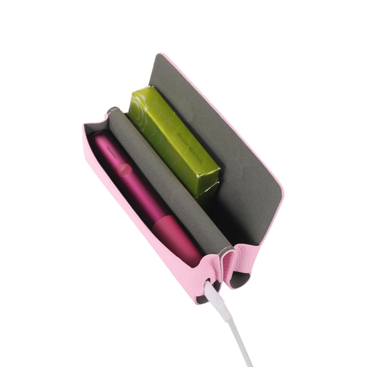 For IQOS ILUMA ONE Litchi Pattern Electronic Cigarette Leather Storage Bag(Pink)