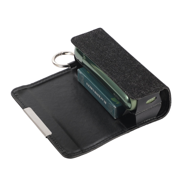 For IQOS ILUMA Portable Contrasting Color Electronic Cigarette Storage Bag with Hanging Loop(Black + Denim Black)