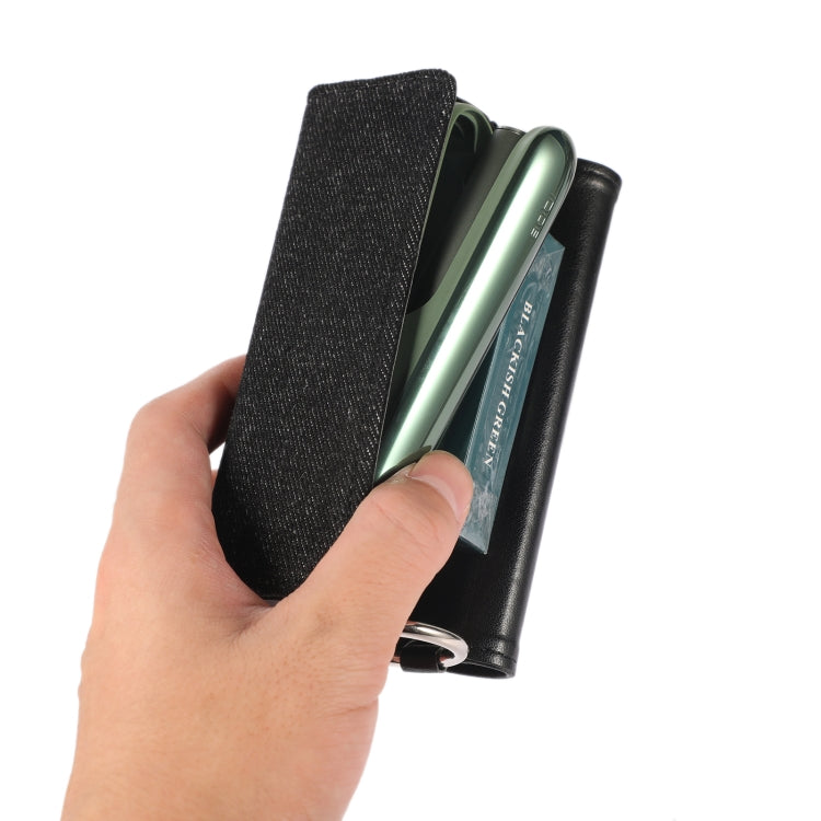 For IQOS ILUMA Portable Contrasting Color Electronic Cigarette Storage Bag with Hanging Loop(Black + Denim Black)