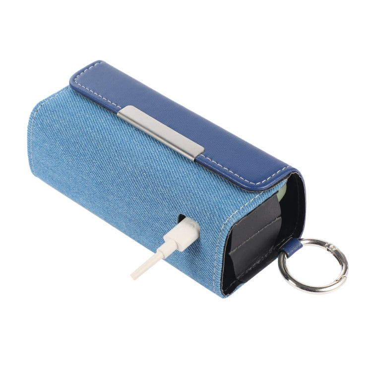 For IQOS ILUMA Portable Contrasting Color Electronic Cigarette Storage Bag with Hanging Loop(Blue + Denim Blue)