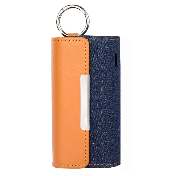 For IQOS ILUMA Portable Contrasting Color Electronic Cigarette Storage Bag with Hanging Loop(Brown + Denim Dark Blue)