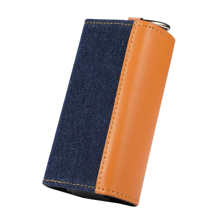 For IQOS ILUMA Portable Contrasting Color Electronic Cigarette Storage Bag with Hanging Loop(Brown + Denim Dark Blue)