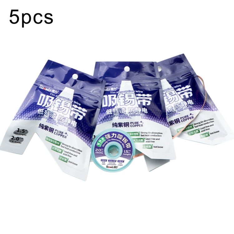 5pcs QianLi 1.5m x 2.0mm Low-residue Anti-static Pure Copper Strong Tin Absorption Wire