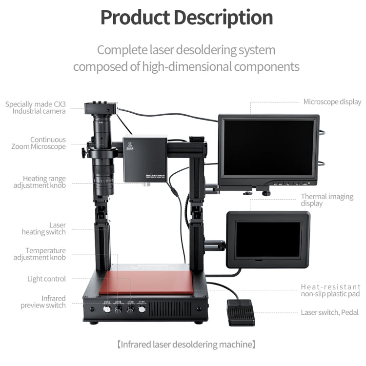 Mega-idea Intelligent Infrared Laser Desoldering Machine, Model:Without Microscope Set(US Plug)