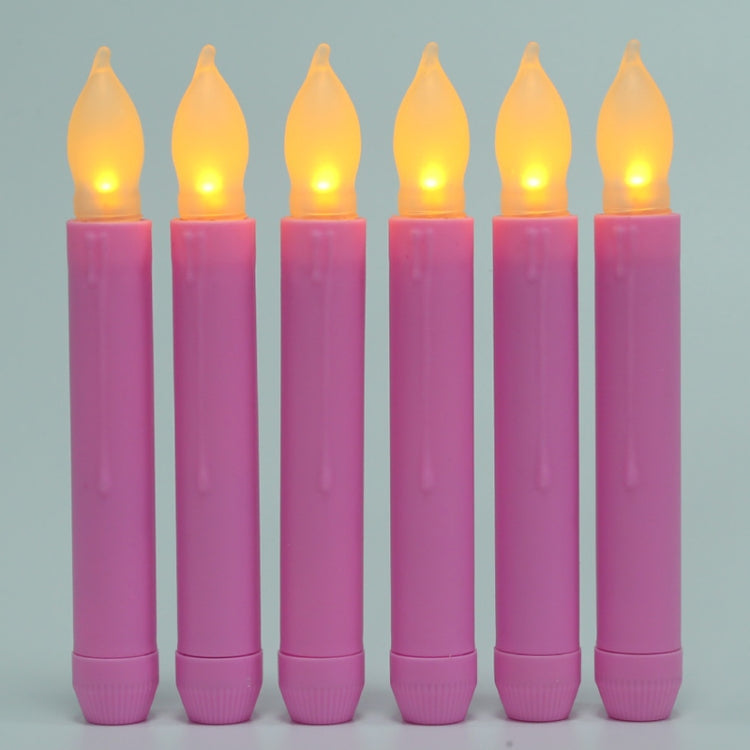 LED Electronic Candle Lights Flameless Long Rod Christmas Candle, Spec:Flashing Yellow Light-Pink