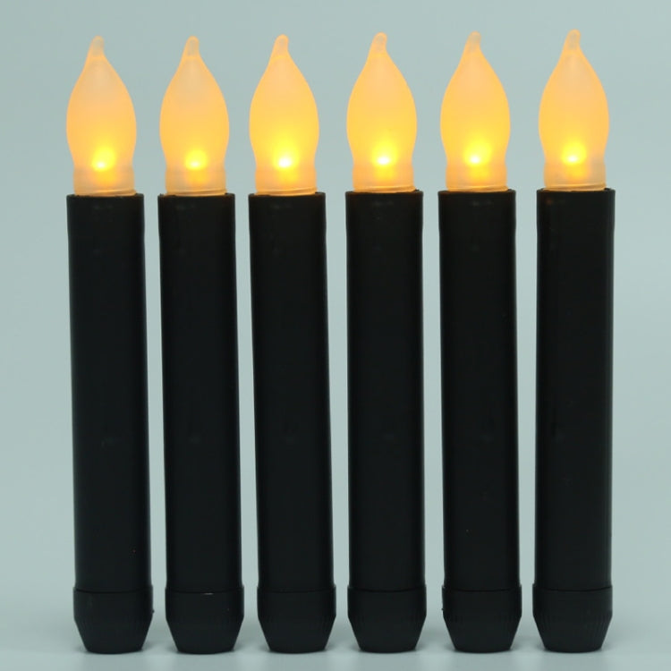 LED Electronic Candle Lights Flameless Long Rod Christmas Candle, Spec:Flashing Yellow Light-Black