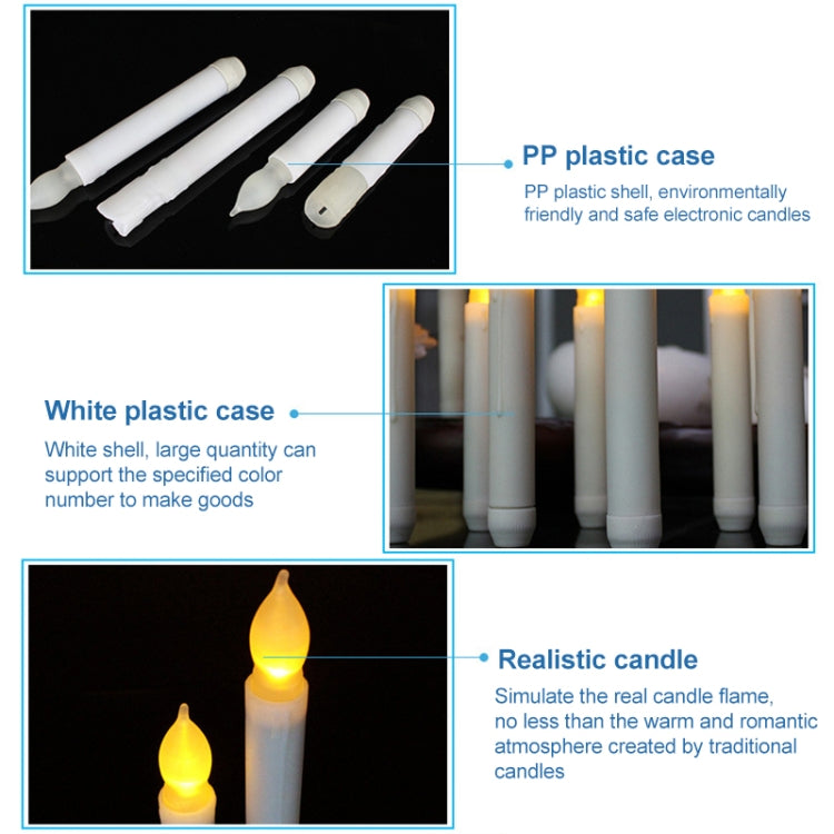 LED Electronic Candle Lights Flameless Long Rod Christmas Candle, Spec:Flashing Yellow Light-Black