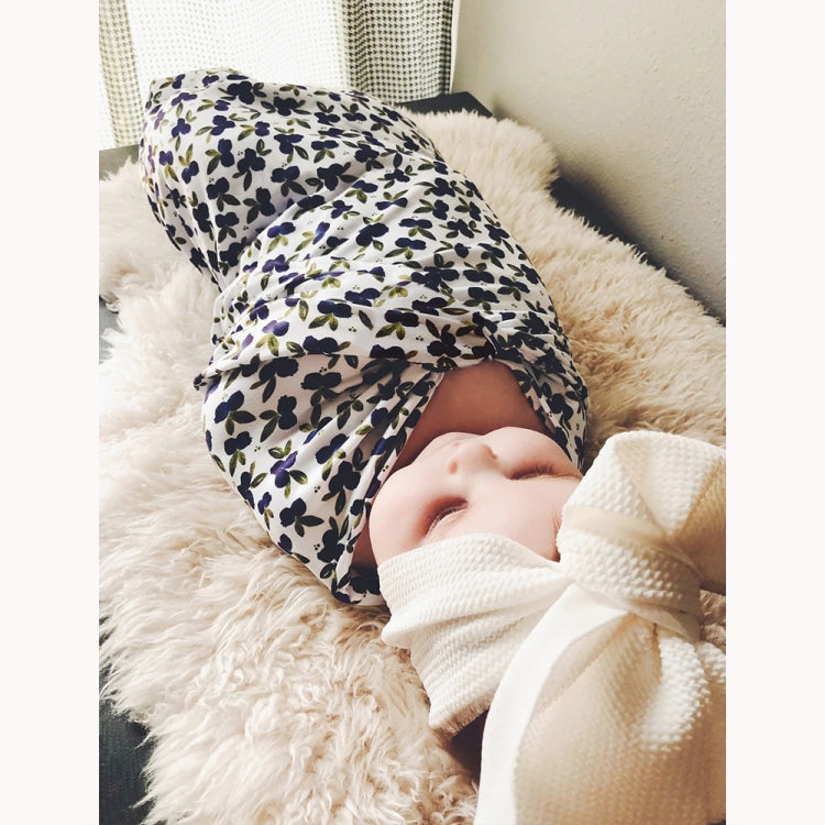 Newborn Baby Three-piece Swaddling Scarf  Cap Headband(Flower-3)