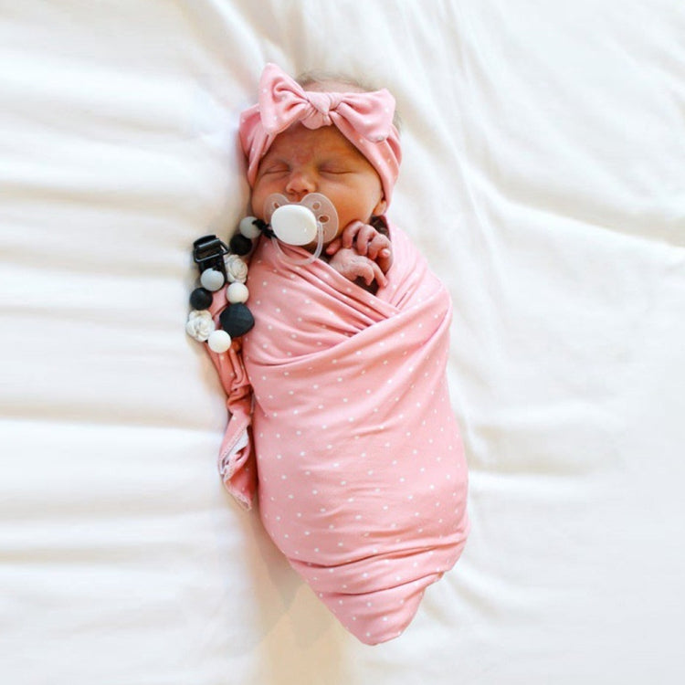 Newborn Baby Dot Pattern Swaddling Scarf Headband(Pink)