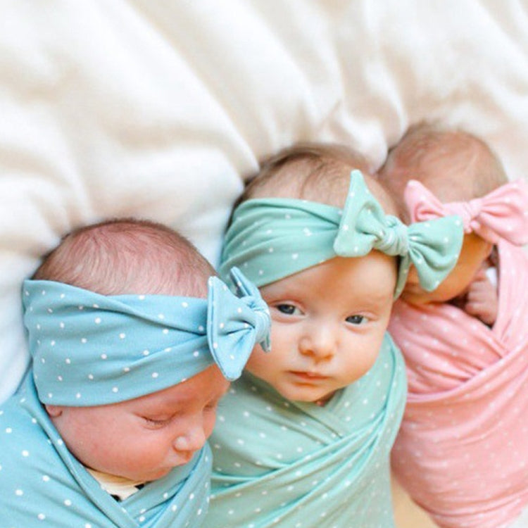 Newborn Baby Dot Pattern Swaddling Scarf Headband(Green)