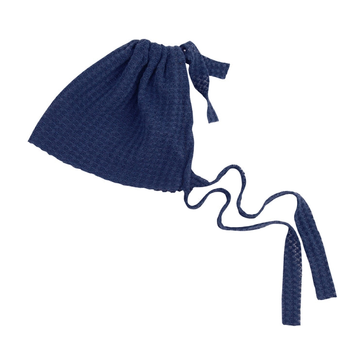 Elastic Fabric Newborn Baby Cute Cap with Strap(Dark Blue)