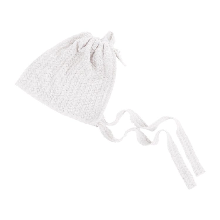 Elastic Fabric Newborn Baby Cute Cap with Strap(White)