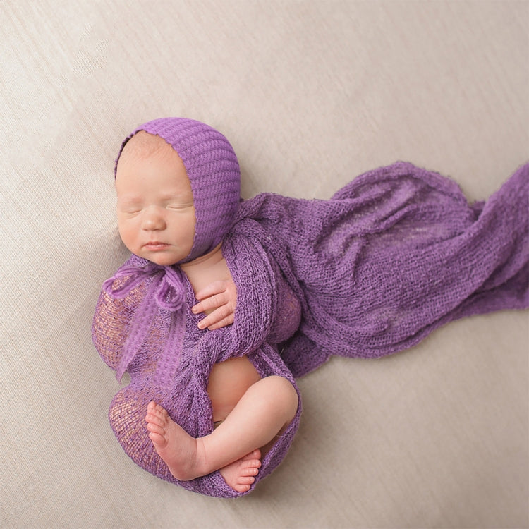 Elastic Fabric Newborn Baby Cute Cap with Strap(Violet)