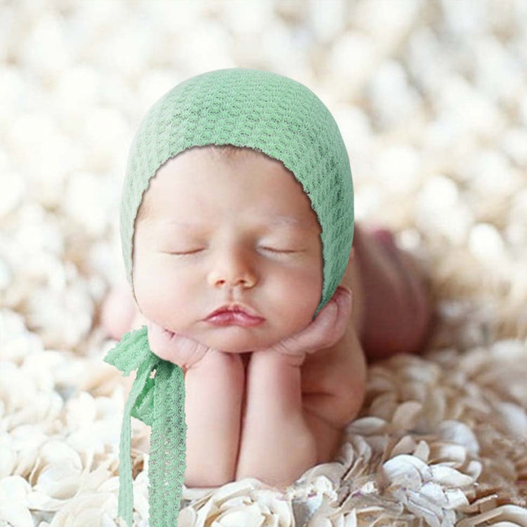 Elastic Fabric Newborn Baby Cute Cap with Strap(Light Green)