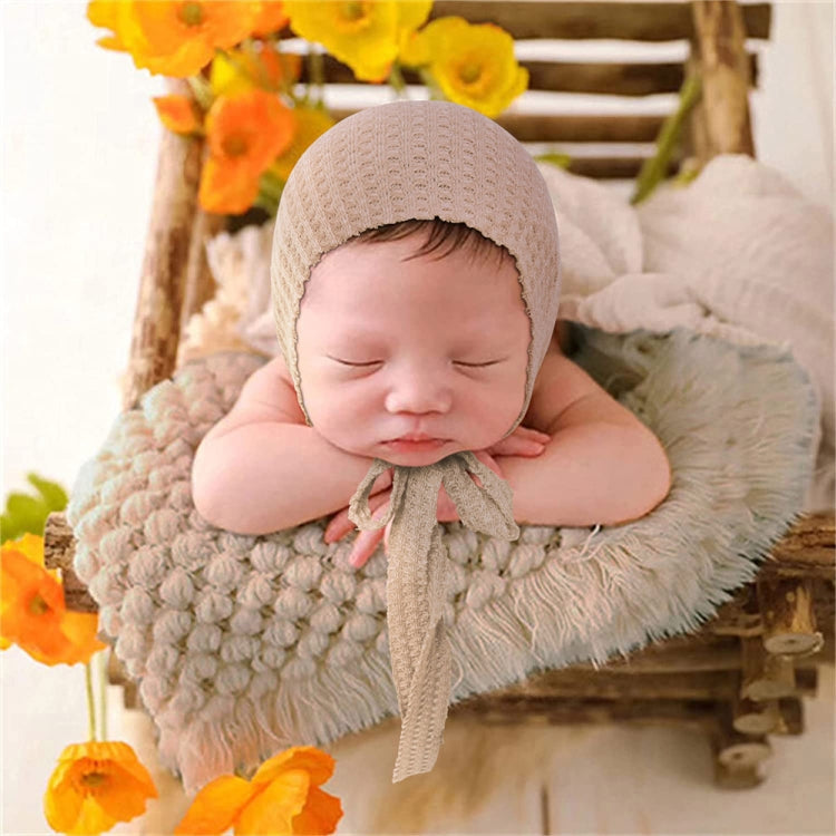 Elastic Fabric Newborn Baby Cute Cap with Strap(Violet)
