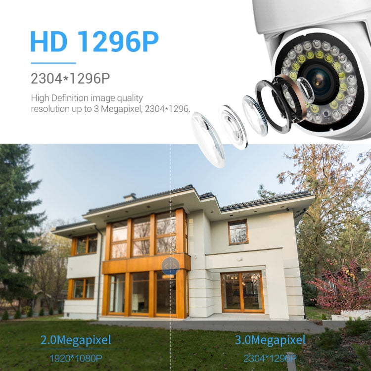 ESCAM PVR007 3MP Smart HD WiFi Camera Support Full Color Night Vision / Motion Detection / Sound Alarm / TF Card(UK Plug)