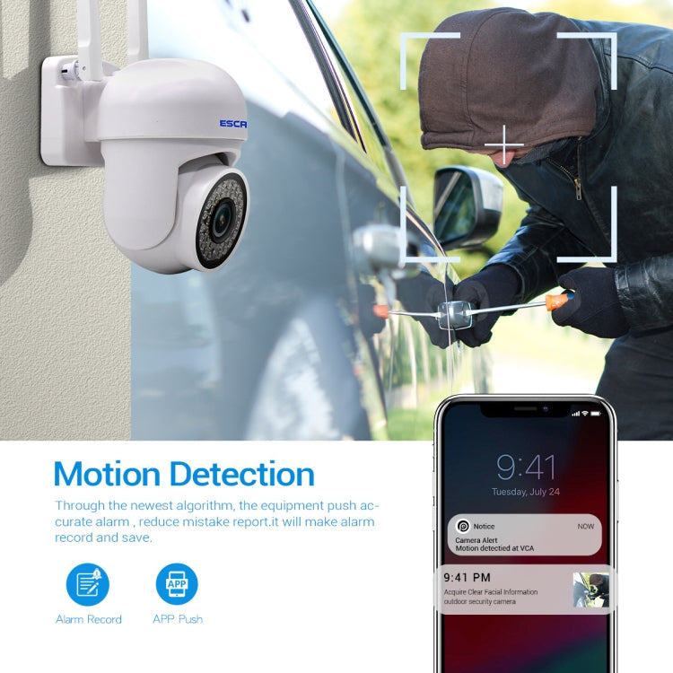 ESCAM PVR007 3MP Smart HD WiFi Camera Support Full Color Night Vision / Motion Detection / Sound Alarm / TF Card(US Plug)
