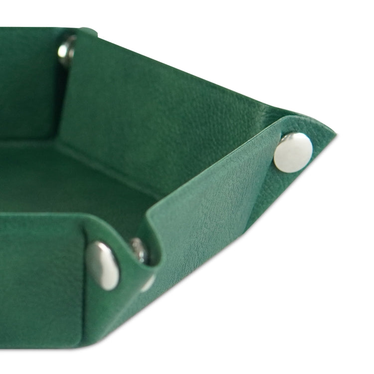 Hexagonal Desktop PU Storage Box Sundries Tray, Size:7 inch(Dark Green)