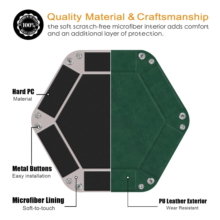 Hexagonal Desktop PU Storage Box Sundries Tray, Size:7 inch(Dark Green)