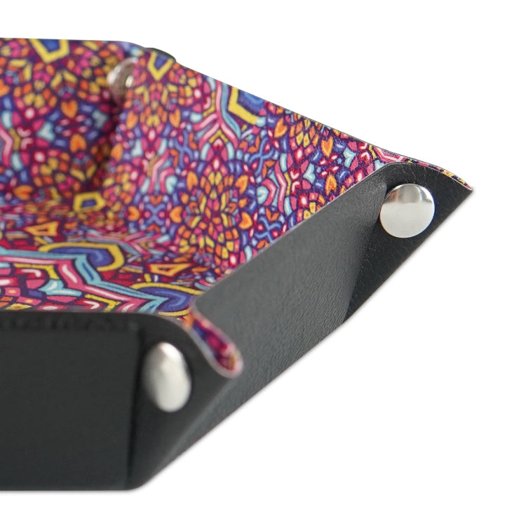 Hexagonal Desktop PU Storage Box Sundries Tray, Size:7 inch(Bohemian Purple)