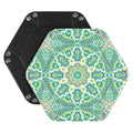 Hexagonal Desktop PU Storage Box Sundries Tray, Size:7 inch(Bohemian Green)
