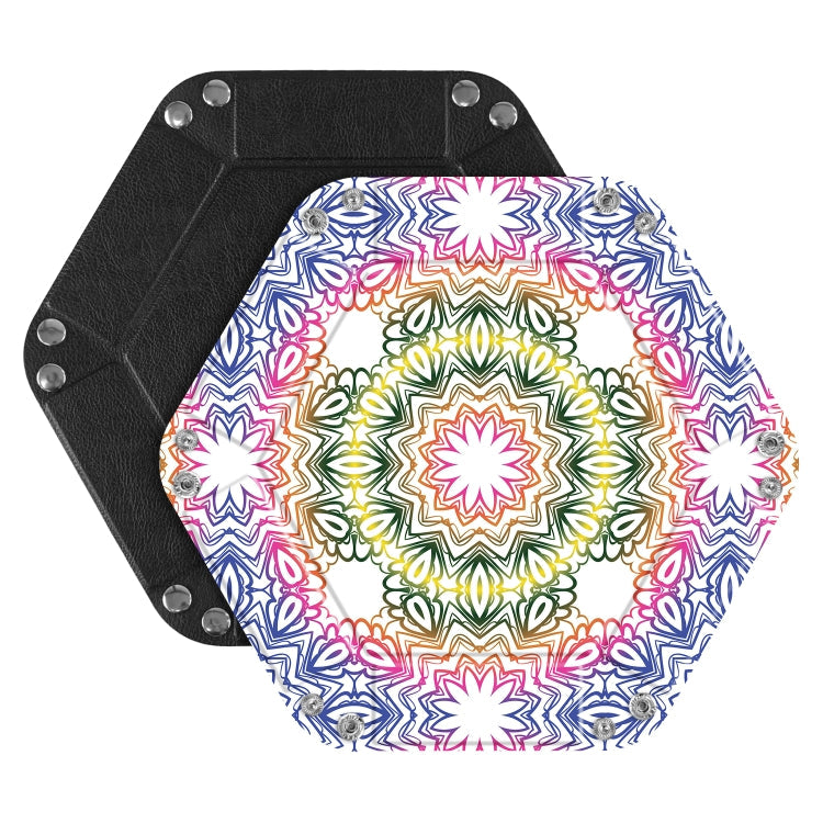 Hexagonal Desktop PU Storage Box Sundries Tray, Size:7 inch(Bohemian Yellow)