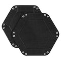 Hexagonal Desktop PU Storage Box Sundries Tray, Size:8 inch(Black)