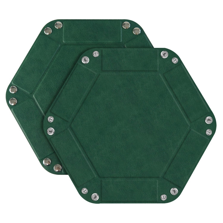 Hexagonal Desktop PU Storage Box Sundries Tray, Size:8 inch(Dark Green)