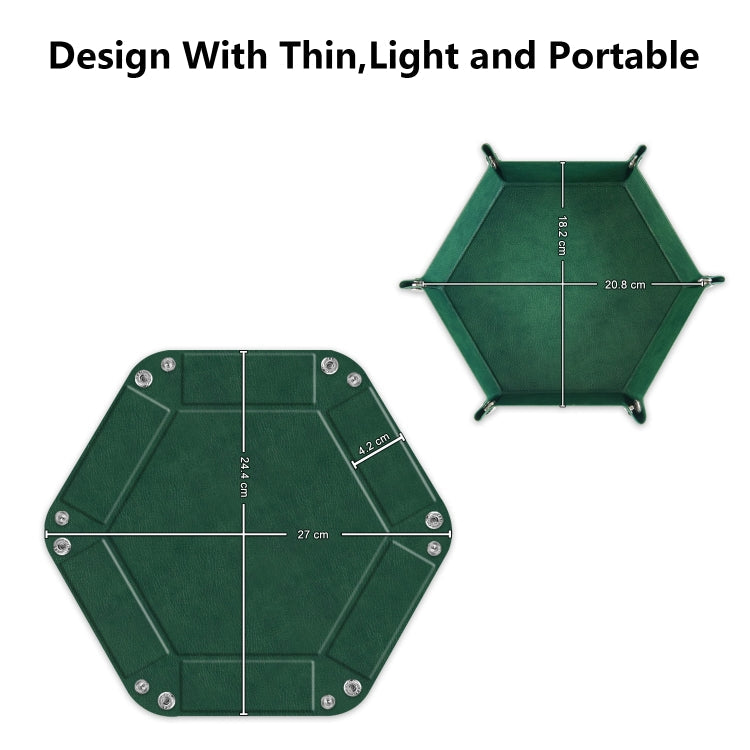 Hexagonal Desktop PU Storage Box Sundries Tray, Size:8 inch(Dark Green)