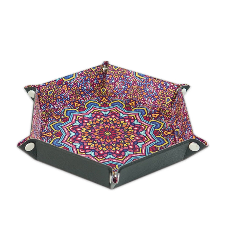 Hexagonal Desktop PU Storage Box Sundries Tray, Size:8 inch(Bohemian Purple)