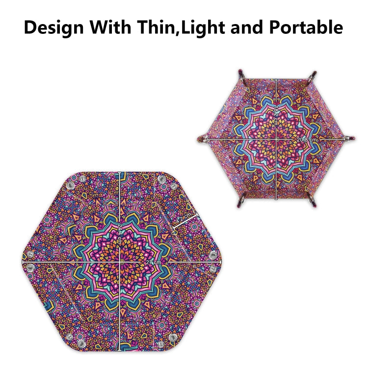 Hexagonal Desktop PU Storage Box Sundries Tray, Size:8 inch(Bohemian Purple)