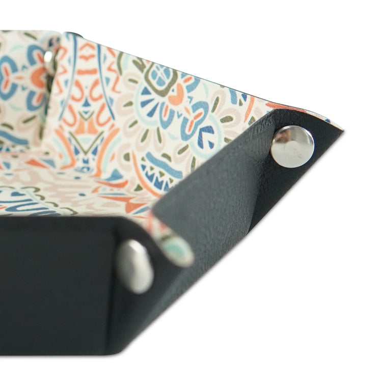 Hexagonal Desktop PU Storage Box Sundries Tray, Size:8 inch(Bohemian Orange)