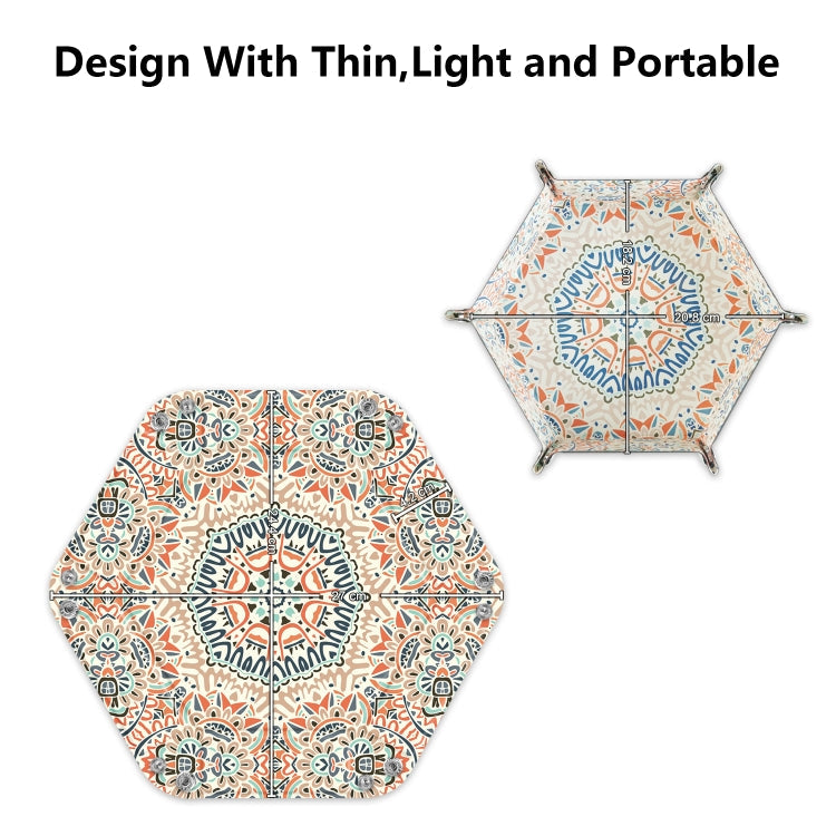Hexagonal Desktop PU Storage Box Sundries Tray, Size:8 inch(Bohemian Orange)