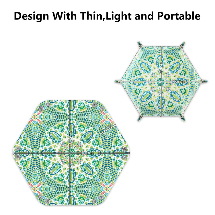 Hexagonal Desktop PU Storage Box Sundries Tray, Size:8 inch(Bohemian Green)