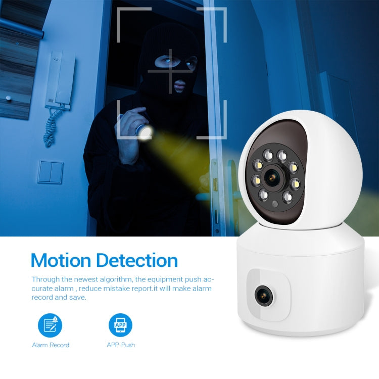 ESCAM QF010 2x2MP Dual Lens Dual Screen Surveillance WiFi Camera Support Two-way Voice & Motion Detection(EU Plug)