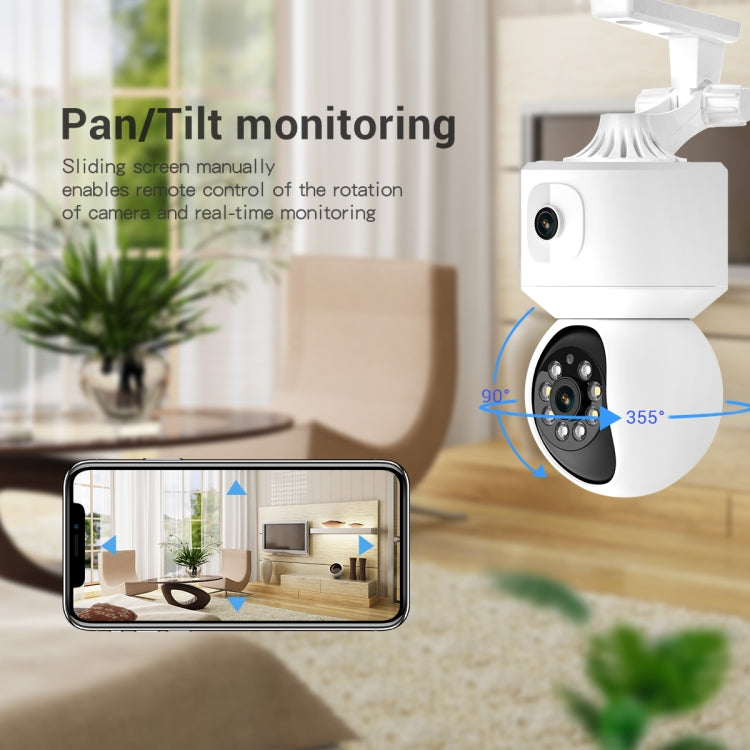 ESCAM QF010 2x2MP Dual Lens Dual Screen Surveillance WiFi Camera Support Two-way Voice & Motion Detection(US Plug)