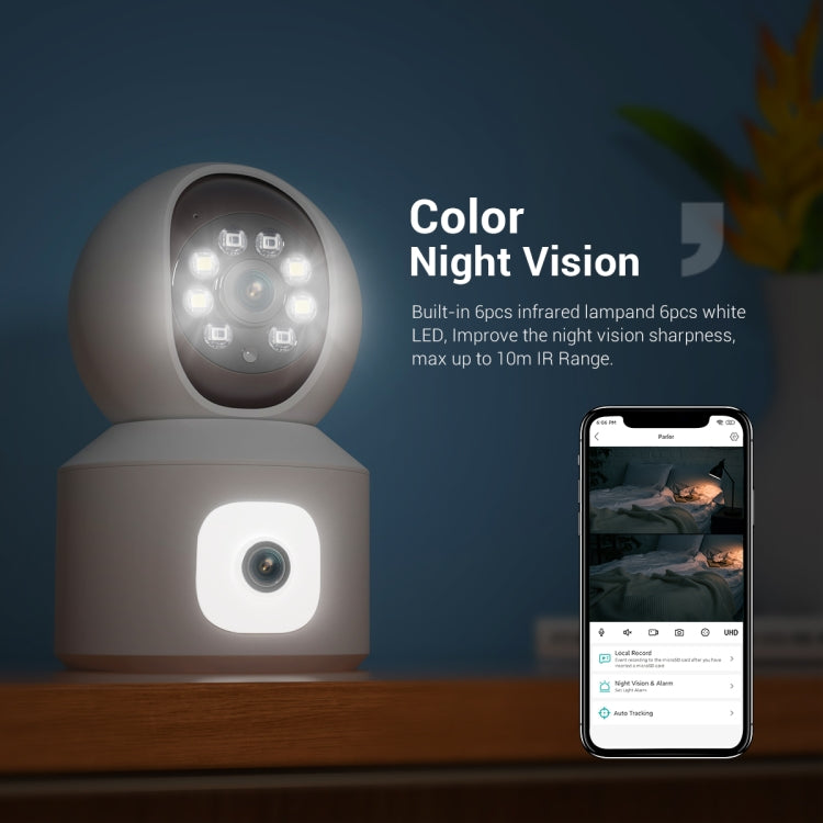 ESCAM QF010 2x2MP Dual Lens Dual Screen Surveillance WiFi Camera Support Two-way Voice & Motion Detection(AU Plug)