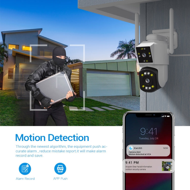 ESCAM PT210 2x3MP Dual Lens Dual Screen Monitor WiFi Camera Support Two-way Voice & Motion Detection & Cloud Storage(UK Plug)