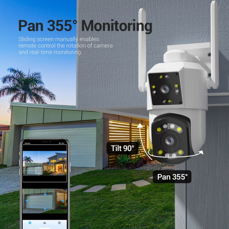 ESCAM PT210 2x3MP Dual Lens Dual Screen Monitor WiFi Camera Support Two-way Voice & Motion Detection & Cloud Storage(EU Plug)