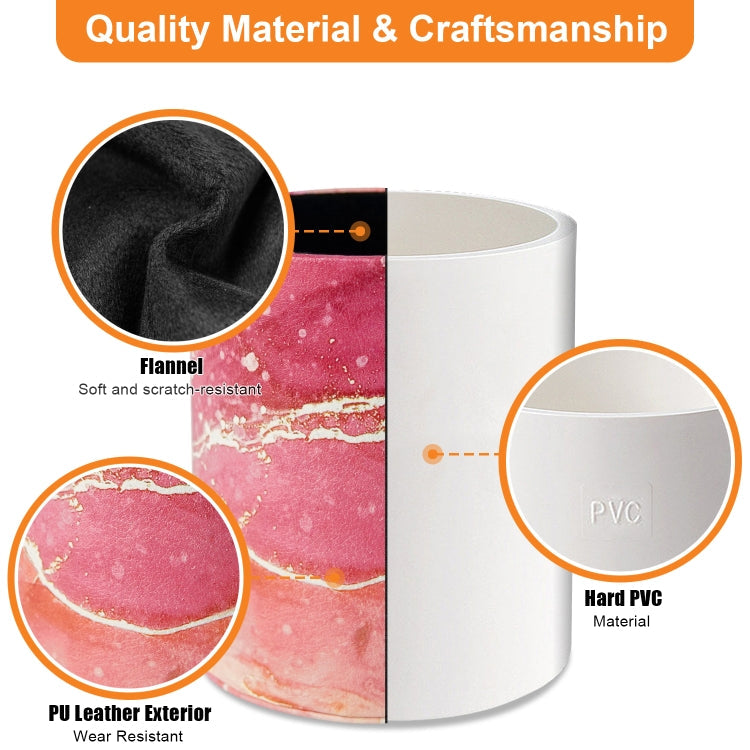 PU Leather Tool Storage Box Desktop Pen Holder(Red Marble)